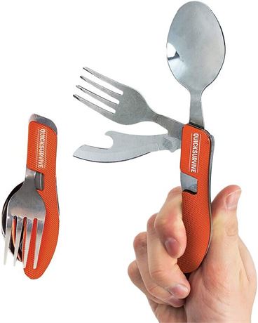 QuickSurvive 4-in-1 Camping Utility Stainless Steel Utensil Tool