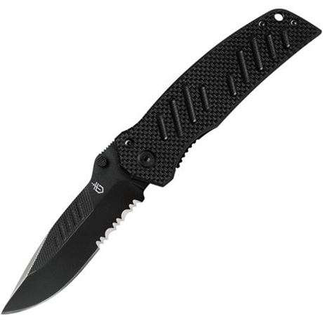 Gerber 4099 Swagger Framelock Knife, Black G10 Handle, Black Combo Blade