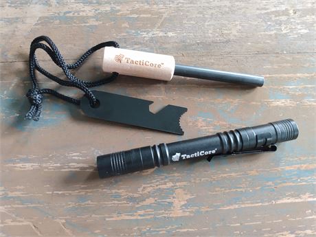 TactiCore Flashlight and Ferro Rod Firestarter for Survival, Camping, Hiking