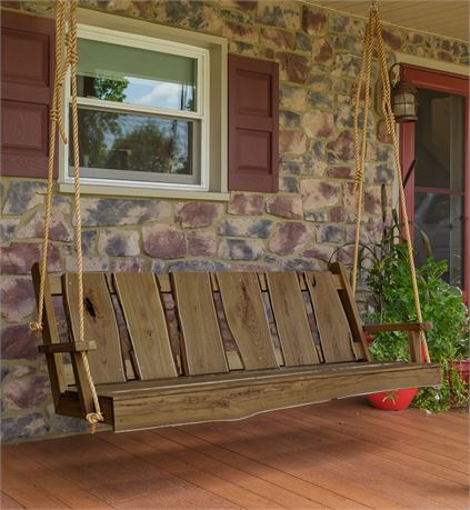 6' Timberland Porch Swing - Live Edge Locust - Cedar, Natural, or Mushroom Stain