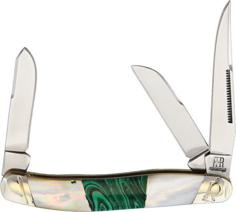 Rough Ryder Stoneworx Stockman Malachite & Pearl Folding Pocket Knife 2031