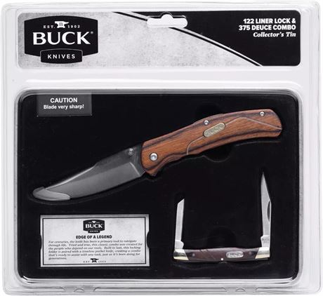 Buck Knives 122 Liner Lock & 375 Deuce Two-Piece Combo Collector's Tin