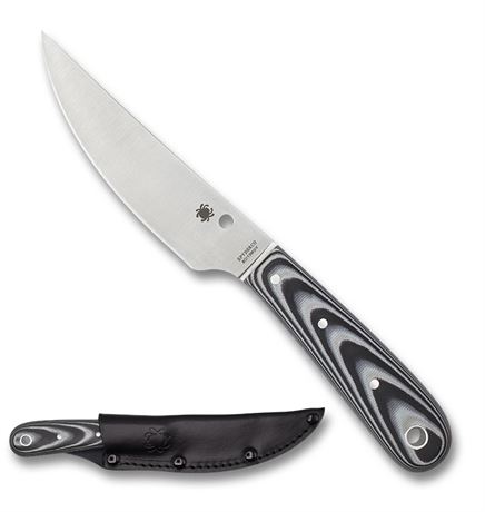 Spyderco Bow River Fixed Blade Knife, Stainless Blade, Black/Gray Handle, Sheath