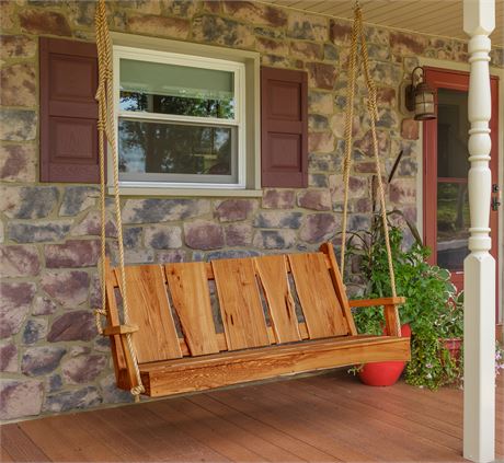 5' Timberland Porch Swing - Live Edge Locust - Cedar, Natural, or Mushroom Stain