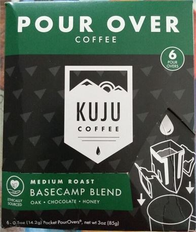 KUJU COFFEE - BASECAMP POUR OVER Medium Roast Coffee, 6- .5 oz. Packets
