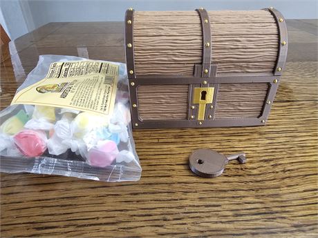 3D Printed Treasure Chest with haul of saltwater taffy from Bass Pro