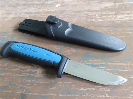 Morakniv Pro S Fixed Blade Knife,Stainless Steel Blade, Blue/Black Rubber Handle